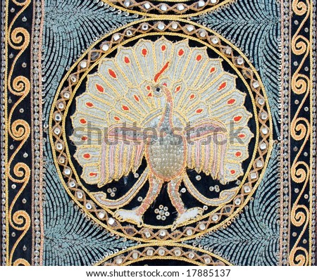 Vintage colorful carpet with Bird Phoenix useful for background  (Flea Market, Tel-Aviv).