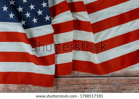 USA national holidays Memorial day American flag on wooden background