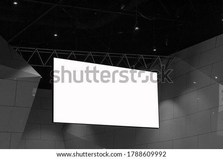 Mock up. Indoor advertising in the fair or event, Promotion board hanging with empty white mock up signage
