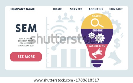 Vector website design template . SEM - Search Engine Marketing. business concept. illustration for website banner, marketing materials, business presentation, online advertising.