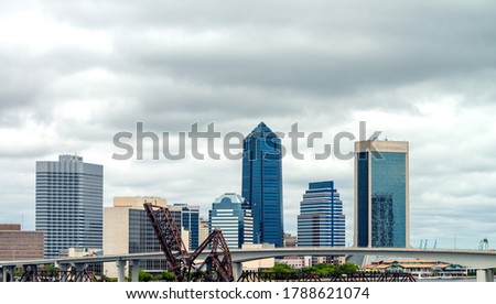 Jacksonville, Florida. Sunset view of city skyscrapers.