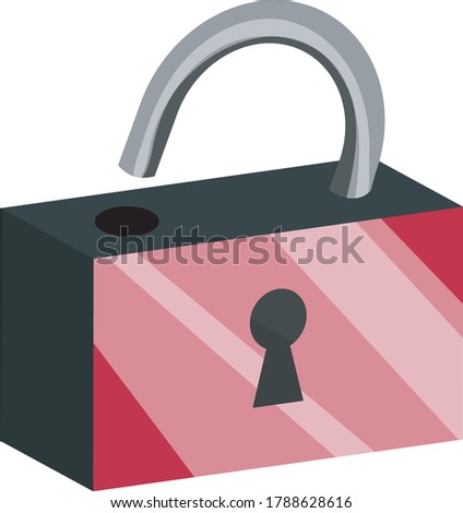 Metal red padlock  for opening or closing