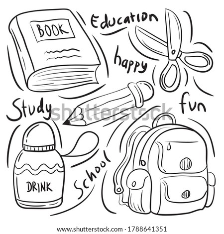 Doodle Education Vector  Illustration. SCHOOL Clip art Doodle Icons.