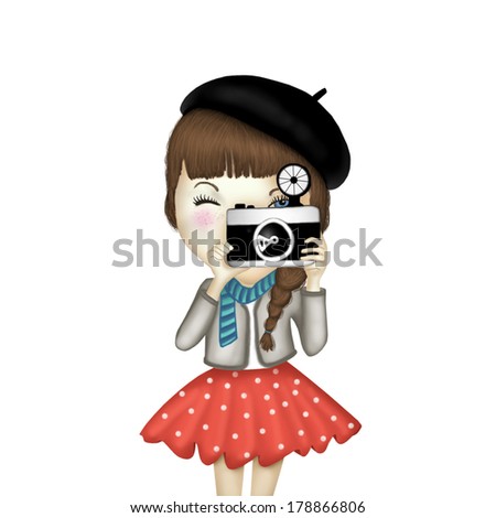 Cute girl photographer illustration