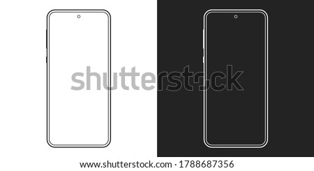 Smartphone outline icon. Mobile or cell phone screen frame design. Modern smart device line silhouette. Vector illustration. Royalty-Free Stock Photo #1788687356