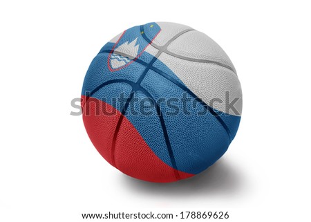 Basketball ball with the national flag of Slovenia on a white background
