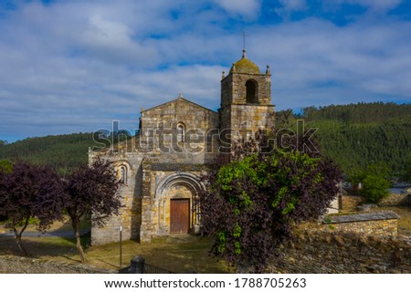 aerial view of San Martiño´s Basilic in Foz Galicia Royalty-Free Stock Photo #1788705263