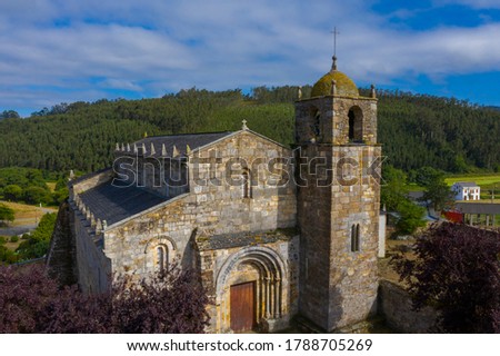 aerial view of San Martiño´s Basilic in Foz Galicia Royalty-Free Stock Photo #1788705269