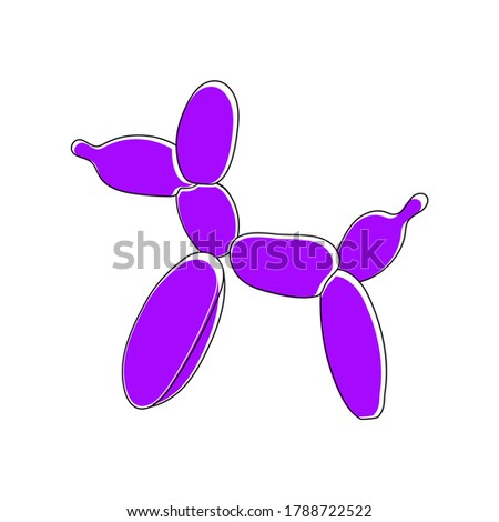 Balloon dog vector illustration. Hand drawn purple icon of kids party toy.