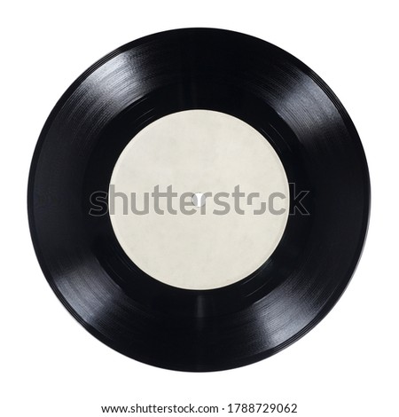 7-inch vinyl single record isolated on white background  Royalty-Free Stock Photo #1788729062