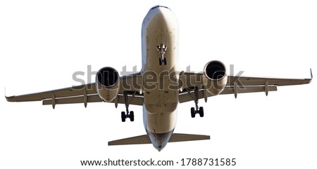 Picture of passenger airplane isolated on white background