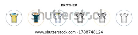 Brother icon in filled, thin line, outline and stroke style. Vector illustration of two colored and black brother vector icons designs can be used for mobile, ui, web