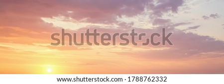 Vibrant color panoramic sun rise and sun set sky with cloud on a cloudy day. Royalty-Free Stock Photo #1788762332