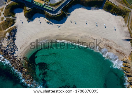 Aerial view of Burela´s beach in Galicia Royalty-Free Stock Photo #1788870095