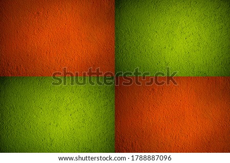 Beautiful abstract bright orange green, rough wall background in warm mood with fine texture. Pantone of the year color concept rectangle background banner with space for text.