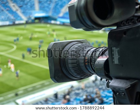 TV at the soccer. Football Match Camera.