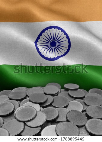 coins isolated on india flag background.