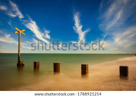 Beautiful colourful Long exposure on Findhorn beach on the Moray coast, Scotland.