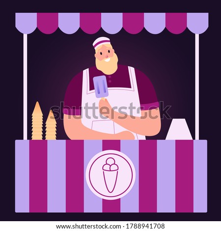 ice cream seller at kiosk character Vector