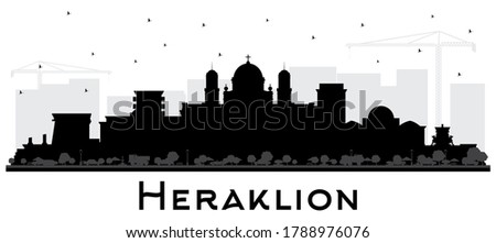 Heraklion Greece Crete City Skyline Silhouette with Black Buildings Isolated on White. Vector Illustration. Tourism Concept with Historic and Modern Architecture. Heraklion Cityscape with Landmarks. Royalty-Free Stock Photo #1788976076