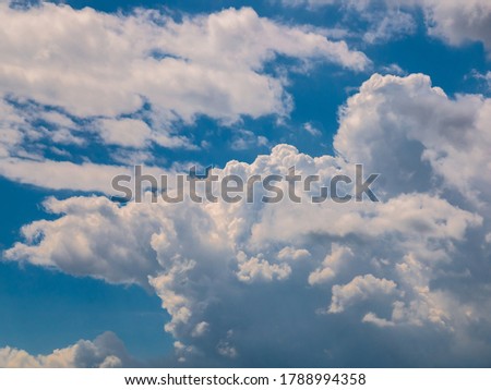 A massive cloud in the blue sky - (cumulus congestus or towering cumulus)