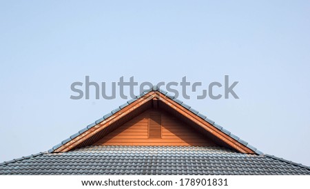 gable of the house with blue sky 