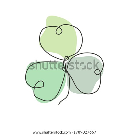 Decorative hand drawn clover, design element. Can be used for cards, invitations, banners, posters, print design. Continuous line art style