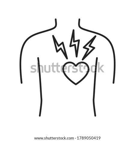 Heart attack black line icon. Health problem. Isolated vector element. Outline pictogram for web page, mobile app, promo.