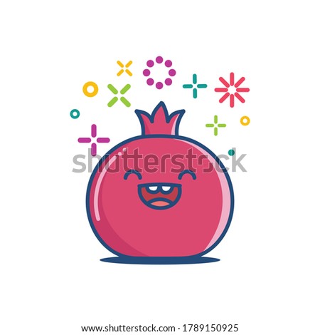 kawaii pomegranate fruit icon cartoon isolated on white background