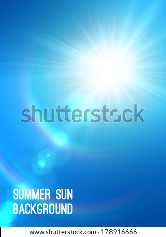 Realistic sun burst with flare. Vector illustration. Royalty-Free Stock Photo #178916666