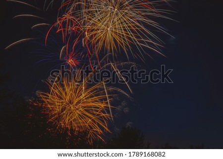 Night pretty colorful burst of fireworks 