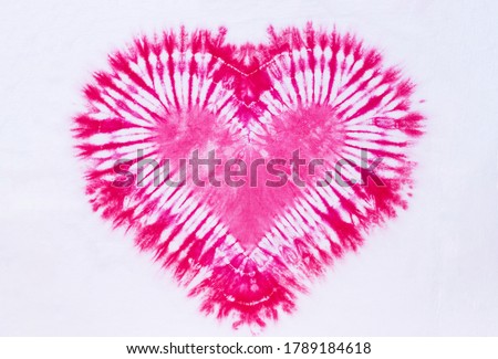 heart sign tie dye pattern on cotton fabric background. Royalty-Free Stock Photo #1789184618
