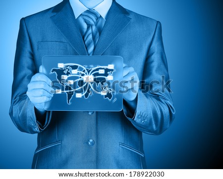 business man distribute digital mail