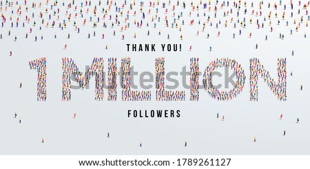 Thank you 1 million or one million followers design concept made of people crowd vector illustration. Royalty-Free Stock Photo #1789261127