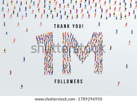 Thank you 1 million or one million followers design concept made of people crowd vector illustration. Royalty-Free Stock Photo #1789296950