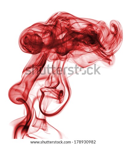 abstract red smoke isolated on white background