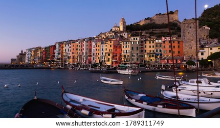 Picture of Portovenere La Spezia historical city at sea view, Italy