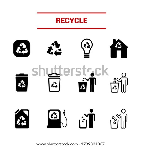 Vector image. Different solid recycling icons.