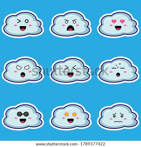 Illustration vector graphic of cloud emoticon set