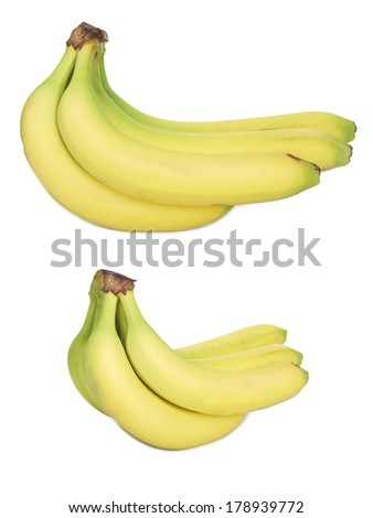 Ripe bananas set isolated on white background. High definition