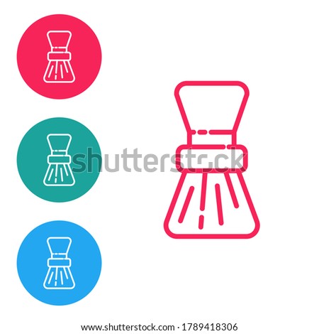 Red line Shaving brush icon isolated on white background. Barbershop symbol. Set icons in circle buttons. Vector Illustration