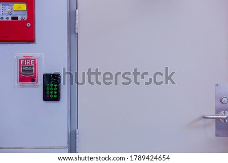 Door access control keypad of data center or system control room. The concept of data security or data access control.