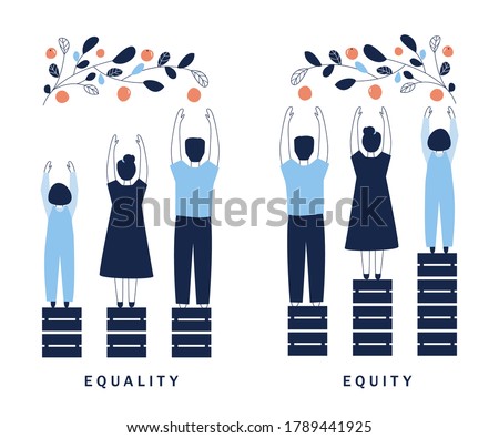 Equality and Equity Concept Illustration. Human Rights, Equal Opportunities and Respective Needs. Modern Design Vector Illustration Royalty-Free Stock Photo #1789441925