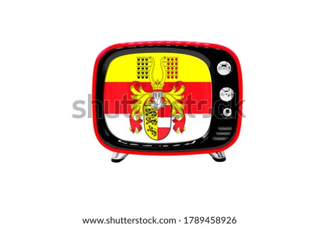 The retro old TV is isolated against a white background with the flag of Carinthia