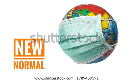 planet earth with face mask protect,World medical concept,Coronavirus epidemic in the world,Global quarantine concept,earth in medical mask isolated on white background.