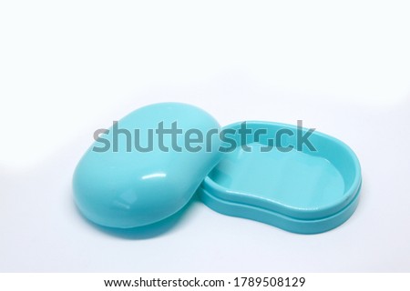 Turquoise plastic soap dish without logo