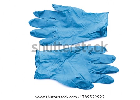 Covid-19 disposable contaminated gloves. Coronavirus latex plastic rubbish. Pandemic