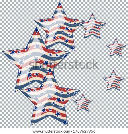 Background with red and blue stars. Holiday graphic design. USA Independence Day or Presidents Day star pattern in American flag colors.