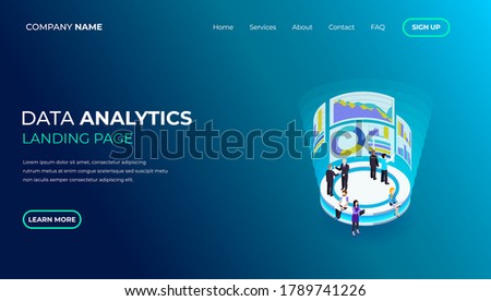 Modern vector design isometric concept of Data Analysis for website and mobile website. Landing page template. Easy to edit and customize.  Business idea with technology design.