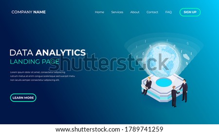 Modern vector design isometric concept of Data Analysis for website and mobile website. Landing page template. Easy to edit and customize.  Business idea with technology design.